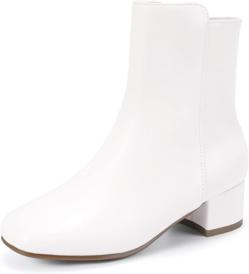 PANDANINJIA Alyssa Girls Fashion Boots Square-Toe Dress Boots Low Heel Ankle Booties with Zipper ... | Amazon (US)