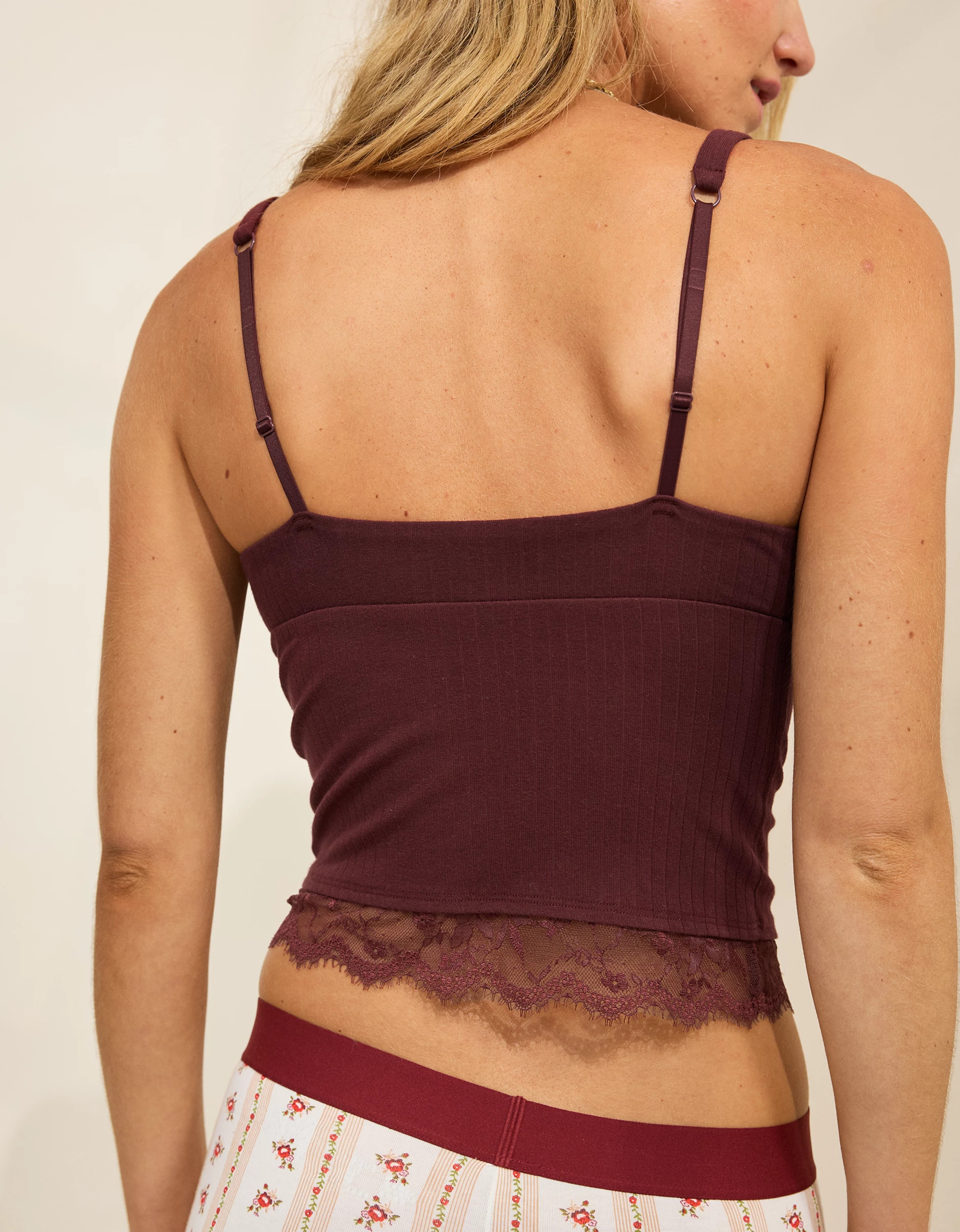 Superchill Cotton Rib Lace Tank Top | American Eagle Outfitters (US & CA)