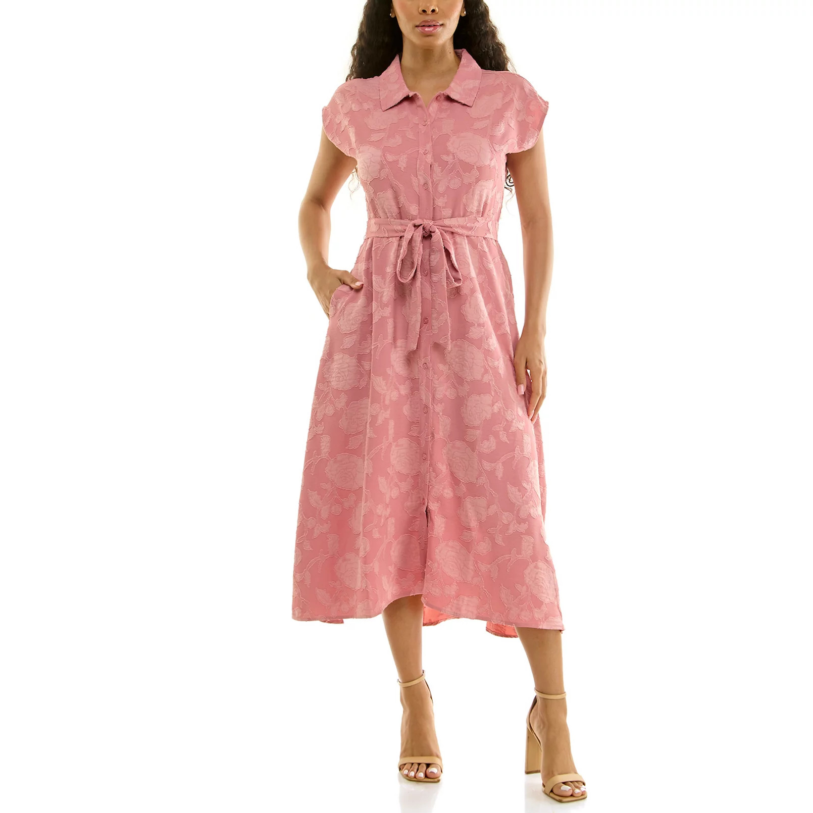 Women's Nina Leonard Button Collar Cap Sleeve Dress | Kohl's