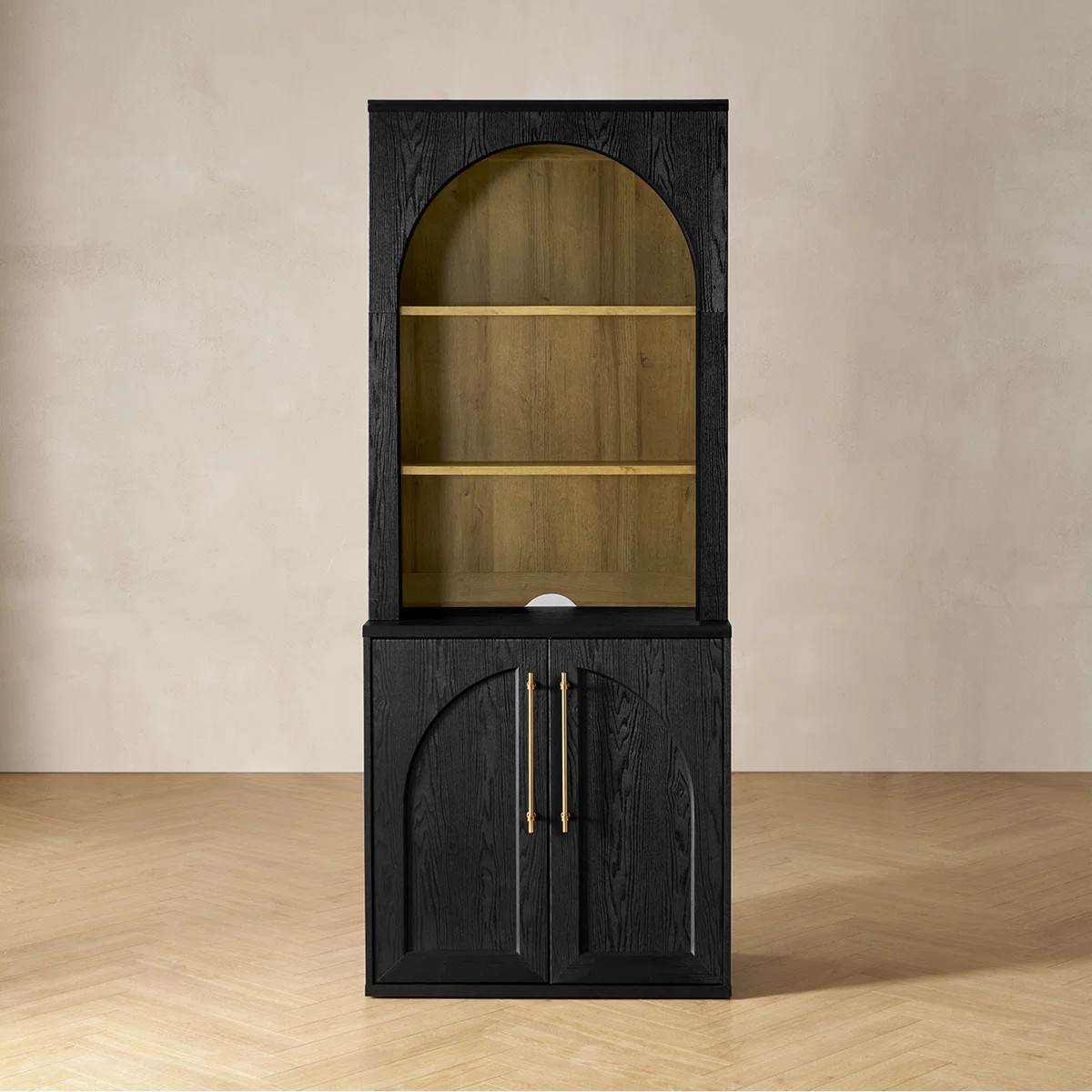 Mercer41 Grabill Arched Storage Cabinet With Hutch | Wayfair North America