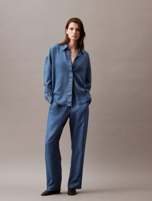 Relaxed Lyocell Blend Denim Button-Down Shirt | Calvin Klein | Calvin Klein (US)