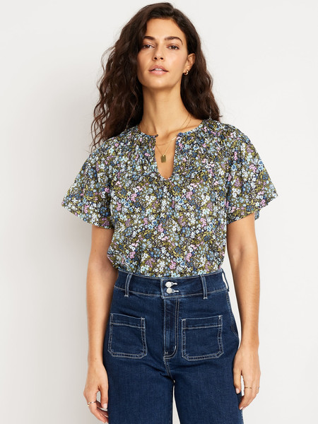 Shirred Flutter-Sleeve Top | Old Navy (US)