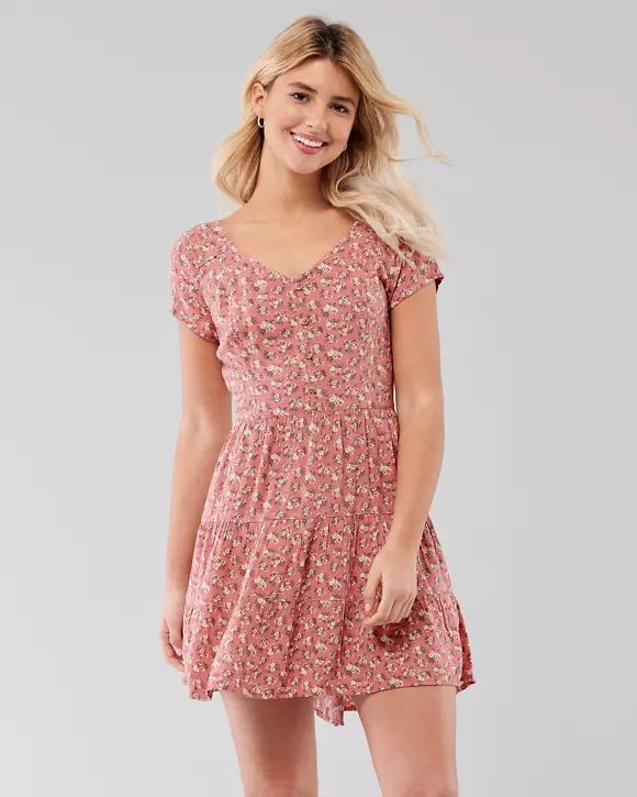Tiered Button-Front Dress | Hollister (US)