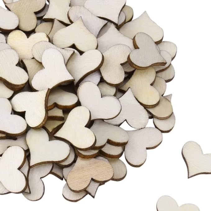 Love Hearts Shaped Wood Slices,Wooden Heart Confetti, Unfinished Wood Different Sizes Rustic Wood... | Amazon (US)