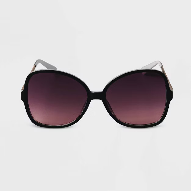 Women's Oversized Angular Butterfly Sunglasses - A New Day™ Black | Target