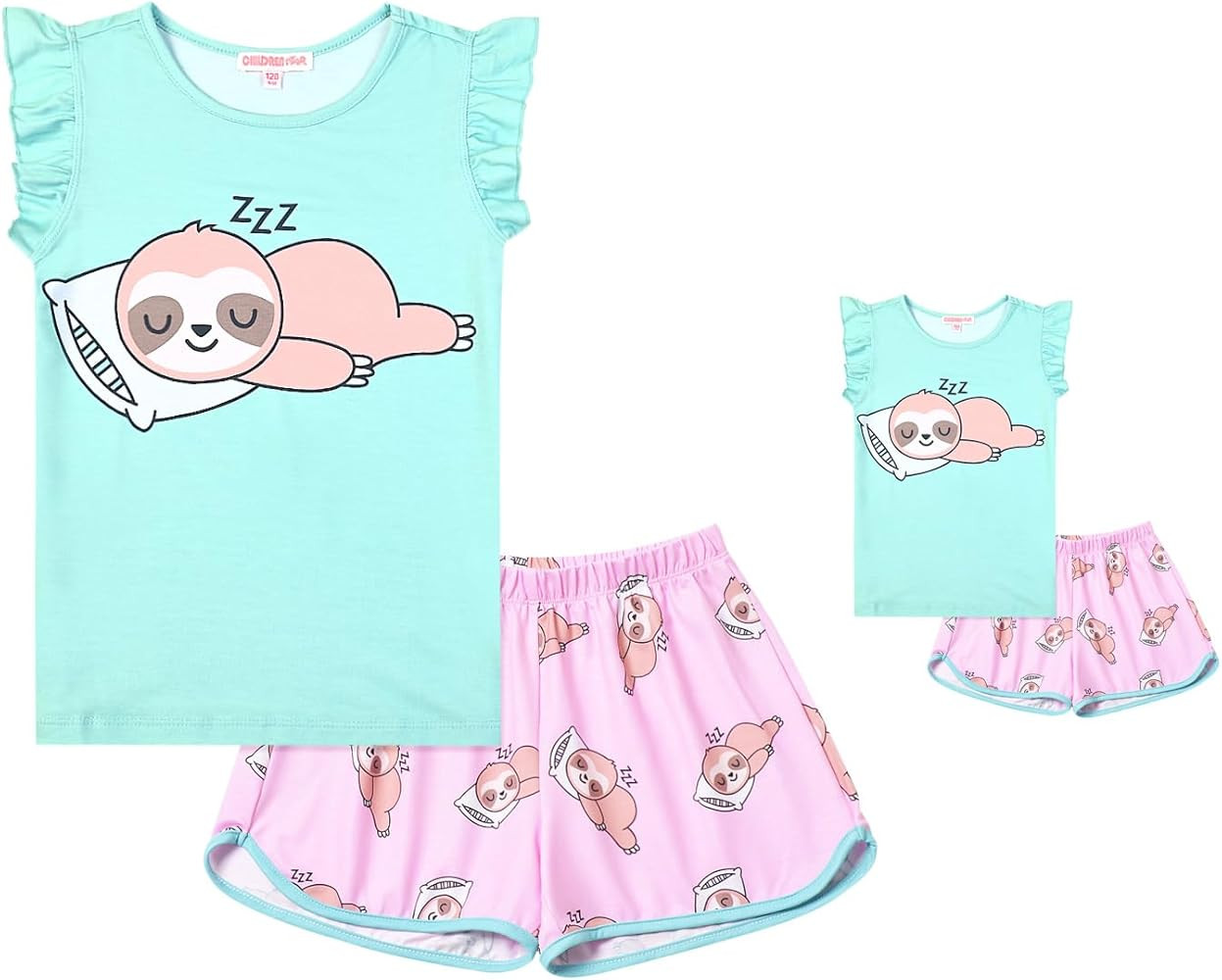 CHILDRENSTAR Matching Girls&Doll Pajama Sets Summer Pjs Flutter Sleeve Sleepwear | Amazon (US)