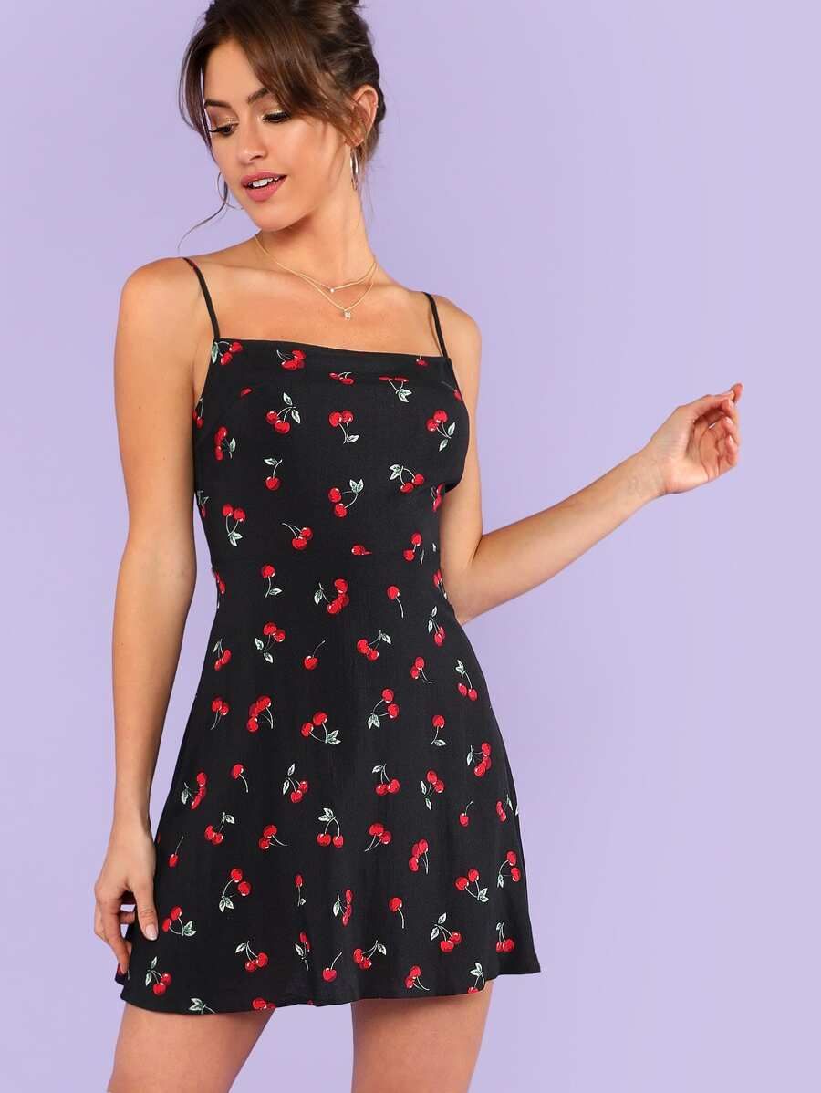 Allover Cherry Print Cami Dress | SHEIN