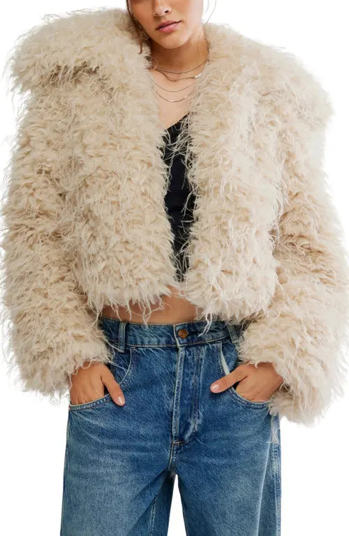 Free People Moonlight Faux Fur Jacket in Tea at Nordstrom, Size Large | Nordstrom