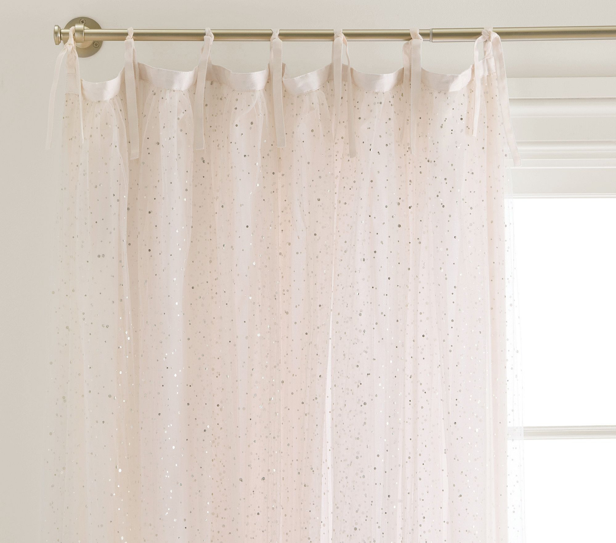 Shimmer Tulle Window Curtain , 96 Inches , Blush | Pottery Barn Kids