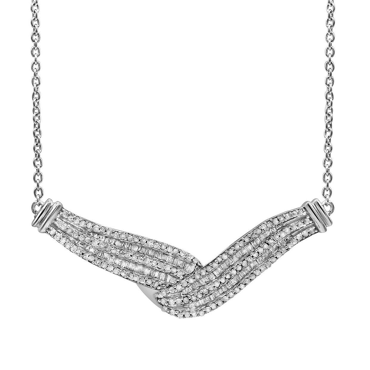 Sterling Silver 1 Carat T.W. Diamond Twist Chevron Necklace | Kohl's