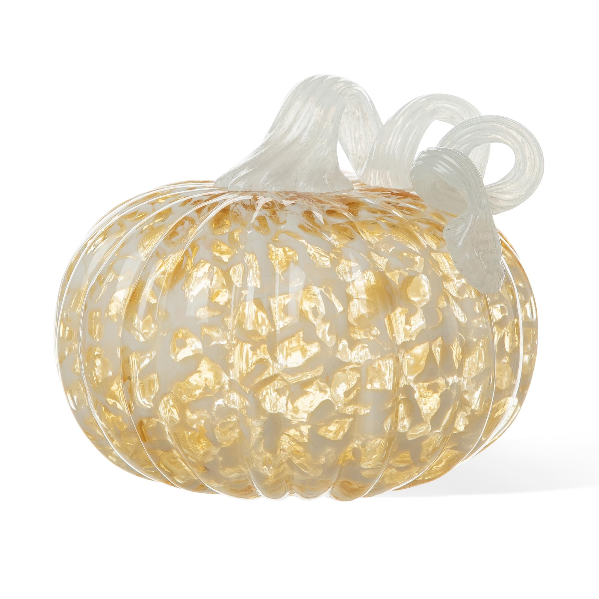 Glitzhome Hand Blown Glass Pumpkin Decor 5" Amber - Artisan Fall Harvest Thanksgiving Table Cente... | Amazon (US)