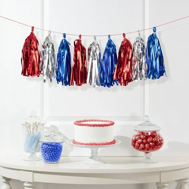 4th of July Red, White & Blue Foil Fringe Party Banner, 72 in -Way to Celebrate | Walmart (US)