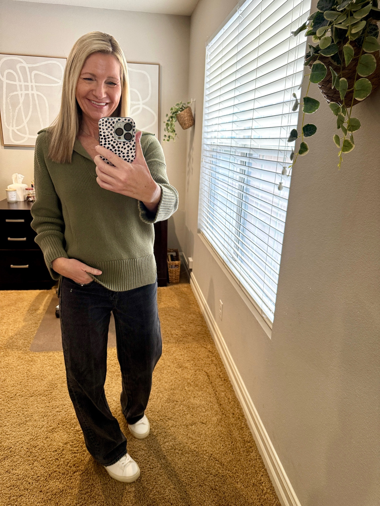 Sunday outfit of the day for some errands and a family movie seeing Wicked. My Abercrombie sweater is old but linked a pretty olive green alternative. 

My Old Navy wide leg jeans are so easy to dress up or down. They worked perfectly with my new Veja sneakers. 

#LTKSaleAlert #LTKFindsUnder50 #LTKSeasonal