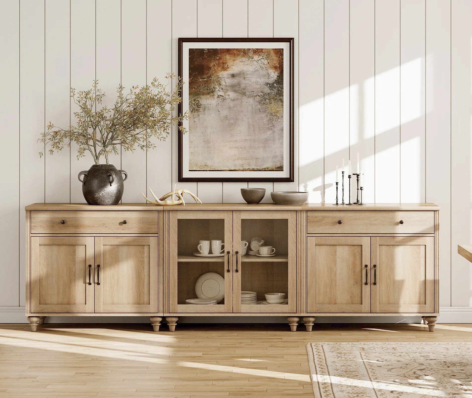Scarlett Sideboard with 2 Drawers, 2 Glass Doors, and 4 Wood Doors | Wayfair North America