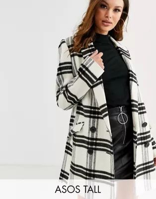 ASOS DESIGN Tall double breasted check coat | ASOS US