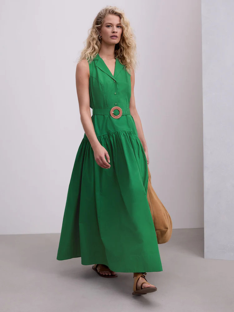 Buy Green Ruched Neck Maxi Dress from Next Ireland | Next EU