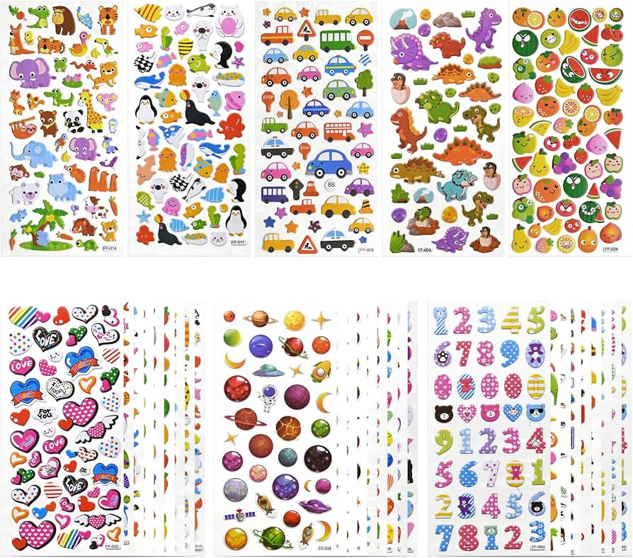 3D Puffy Stickers for Kids Toddlers – 1558 PCS Foam Set with 32 Sheets & Doodle Backgrounds, Pr... | Amazon (US)