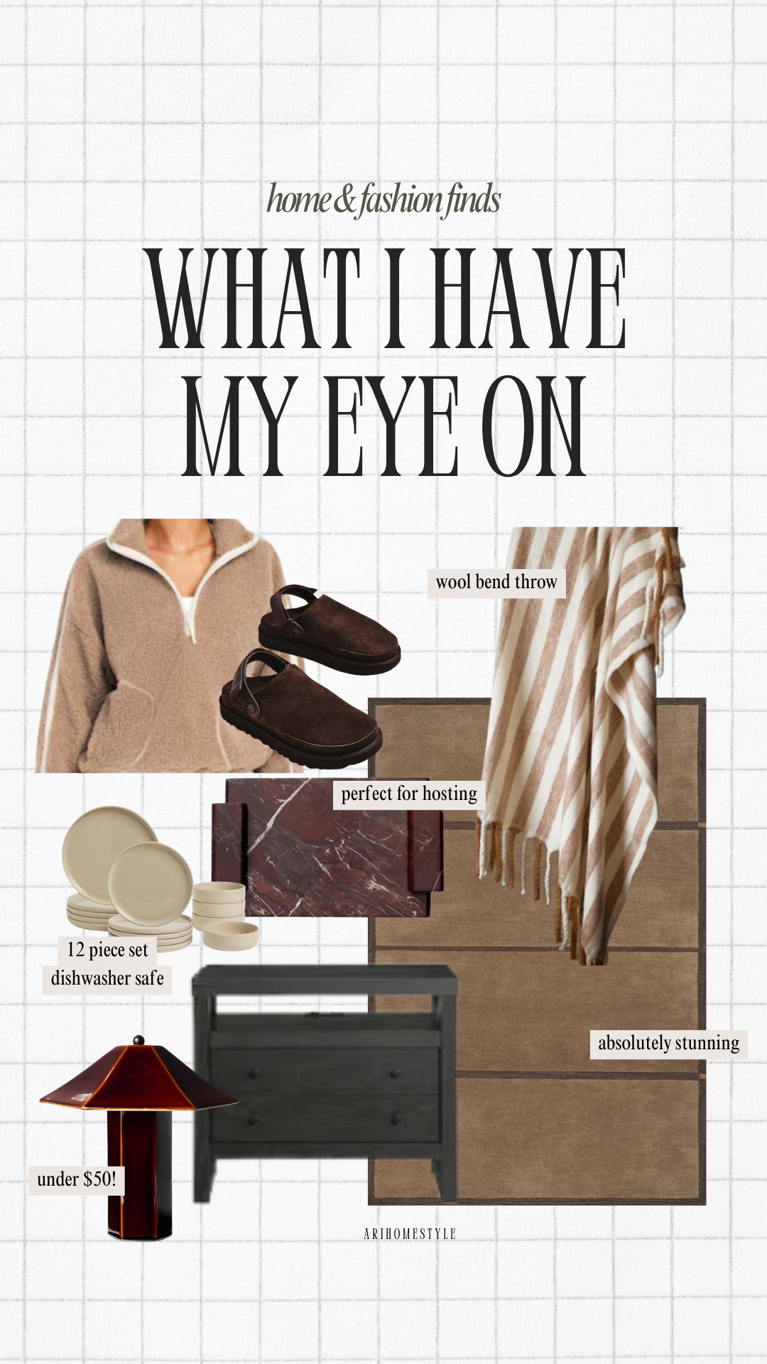 Home and fashion finds I have my eye on! 

RugsUSA/ Target/ H&M home/ Old Navy/ throw blanket/ Sherpa jacket/ plate set/ black nightstand 

 

#LTKSeasonal #LTKHome #LTKFindsUnder50