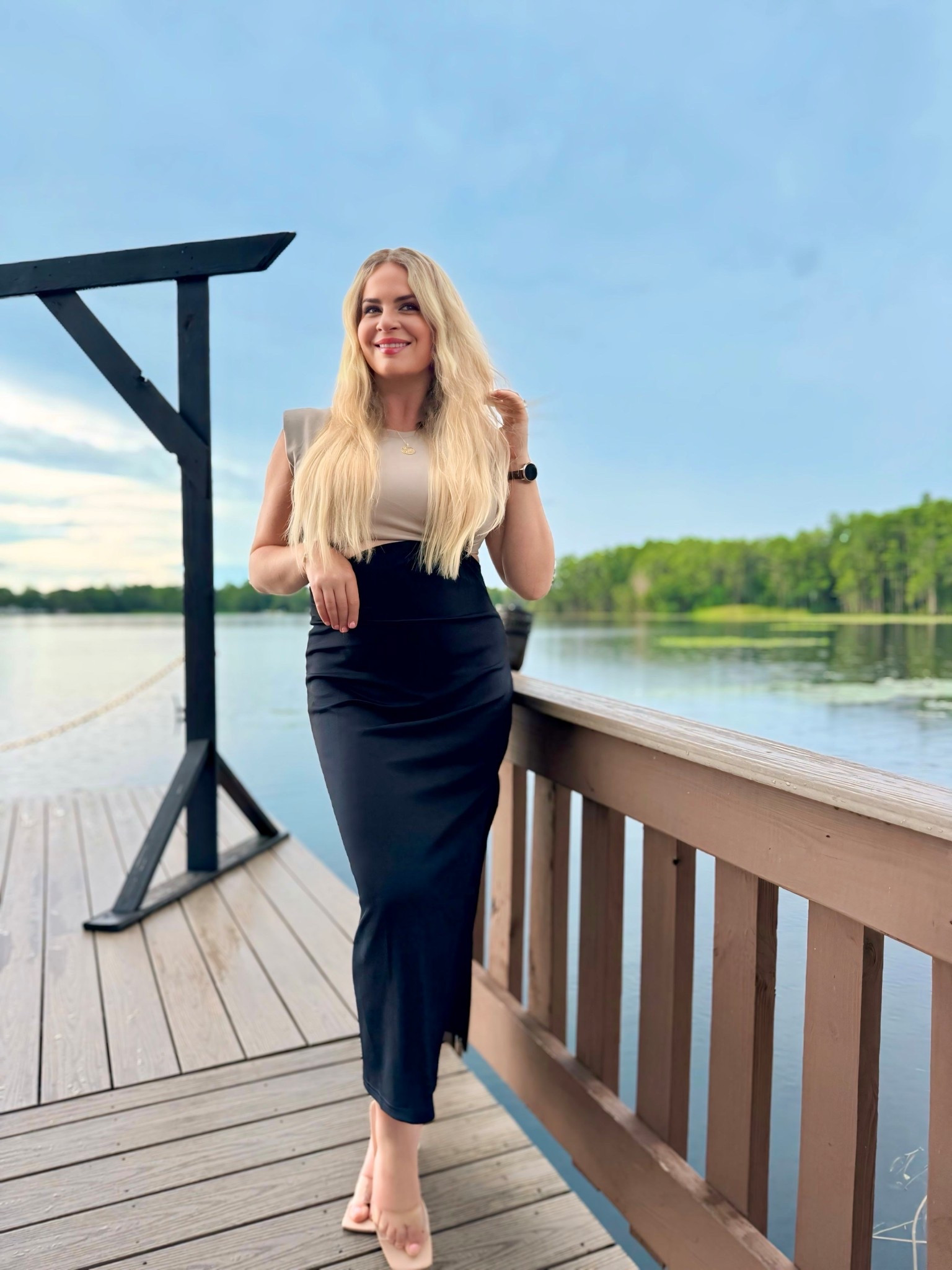 How beautiful is this Garcella Cut Out Maxi Dress in Taupe/Black from vici?

It looks beautiful from the front & behind!

Pair this dress with my favorite Melinda maria jewelry!

I am wearing clear open toed mules! I wear them on repeat.

Turn heads in the Garcella Cut Out Maxi Dress, where sleek sophistication meets bold design. Made from midweight color block jersey fabric, this dress is your new go-to for chic, dressy vibes with a twist. Padded shoulders give it a structured, power look, while the waist cut-out with a ring accent adds a modern, daring touch. The slit detail at the hem brings just the right amount of sultry without compromising on class.

The dress has some stretch to it but is tts.
Code: fall35 saves you 35% off at vici
Code: kissthis saves you 15% off at melinda maria

💕💕my vici code that will always work is Hilary30 and that will forever save you 30% off sitewide💕💕

See through heels
Wedges
Large hoop earrings 
Heart jewelry 
Cut out maxi dress
Chic style classy style
Wedding guest dress
Date night outfitt
Zodiac sign necklace 
Personalized jewelry 
Off shoulder dress
Midi dress 
Maxi dress
Heart jewelry 
Blue heels
Red heels
Fourth of July outfit 
Vici 
Melinda Maria 
Vici discount code 
Melinda Maria discount code 
Tall girl style
Beach outfit 
Resort outfit 
Cruise outfit
Beach dress
Vacation dress
Birthday dress
Classy style
Party dress
Cocktail dress
Wedding guest dress
Brunch dress
Brunch outfit
Clear heels
Clear wedges 

#LTKBump #LTKWedding #LTKStyleTip