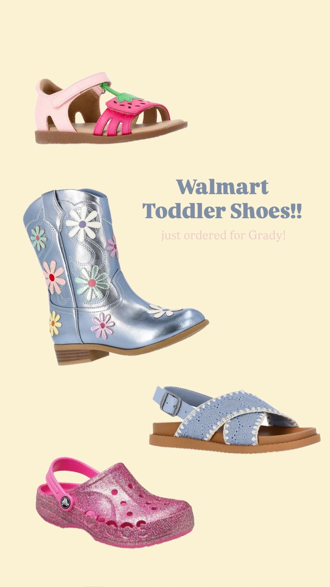 Walmart girls shoes! Just bought for Grady! Wild + Rae dupe, Wild + Rae cowgirl boots, Walmart toddler girls shoes, Walmart shoes, Walmart sandals, Walmart cowgirl boots, crocs, girls crocs, toddler girl sandals, wonder nation, Walmart wonder nation, wonder nation shoes, toddler girl shoes, little girl shoes, little girl sandals  

#LTKootd #LTKKids #LTKSeasonal
