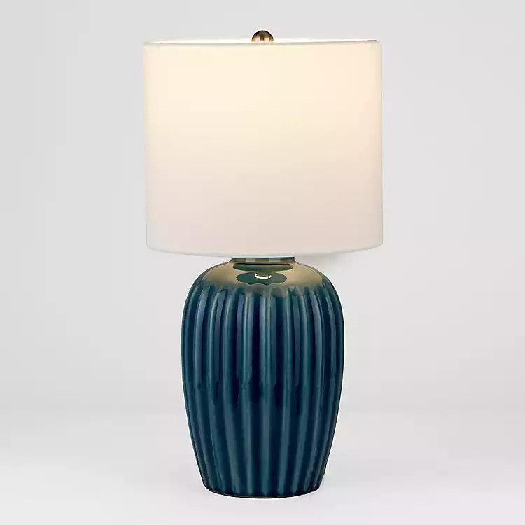 Blue Ribbed Ceramic Table Lamp | Kirklands Home | Kirklands