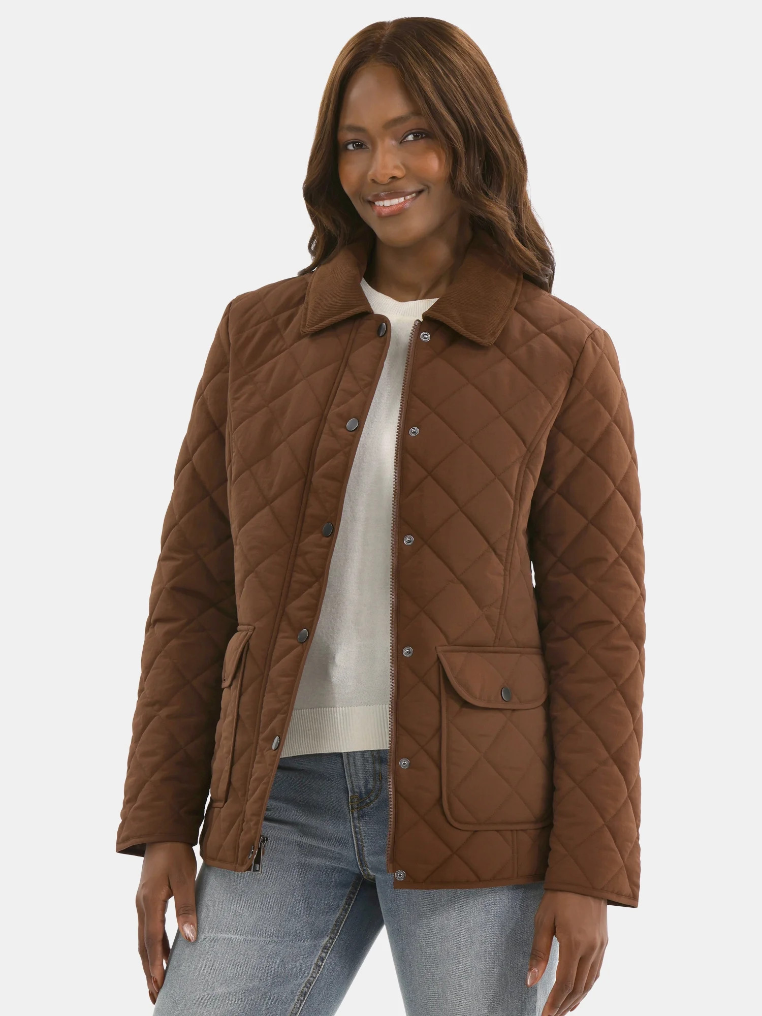 Time and Tru Women's Quilted Barn Coat, Midweight, Sizes XS-3X | Walmart (US)