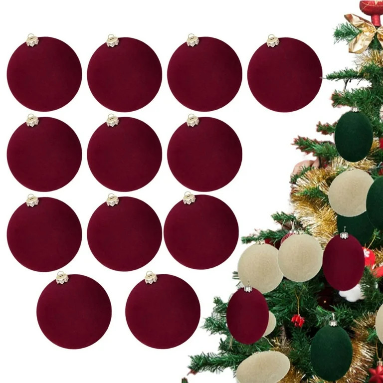 16 Pcs Wine Red Velvet Christmas Balls - Flocked Christmas Tree Ornaments Shatterproof Hanging De... | Walmart (US)