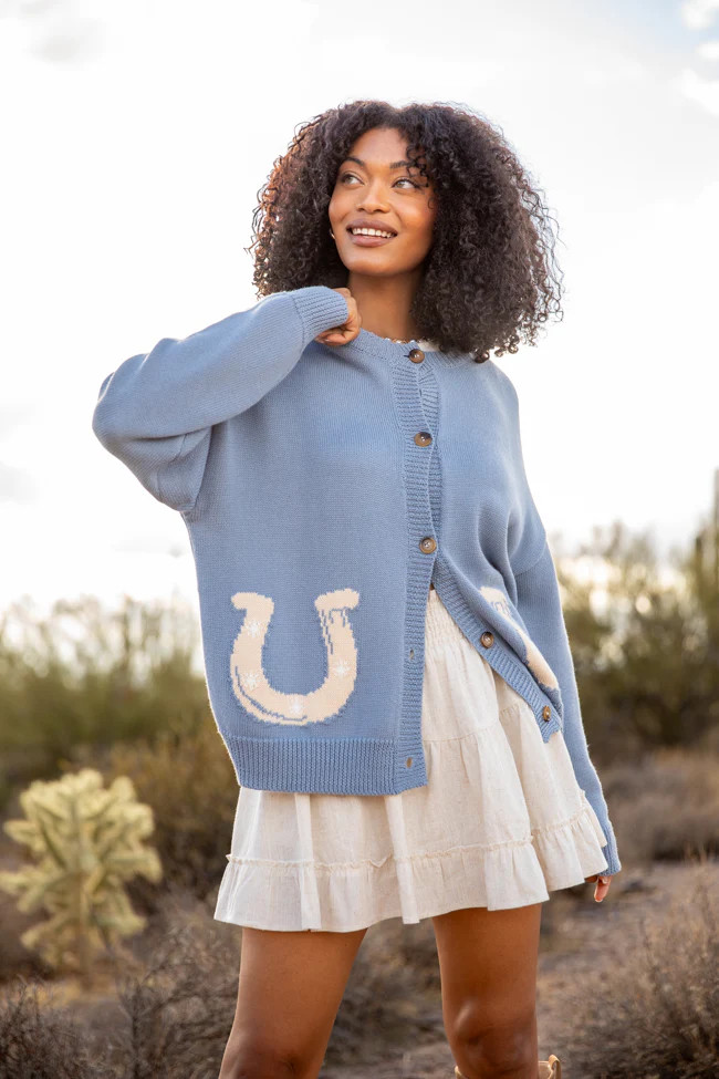 Golden Stirrups Horseshoe Cardigan | Pink Lily