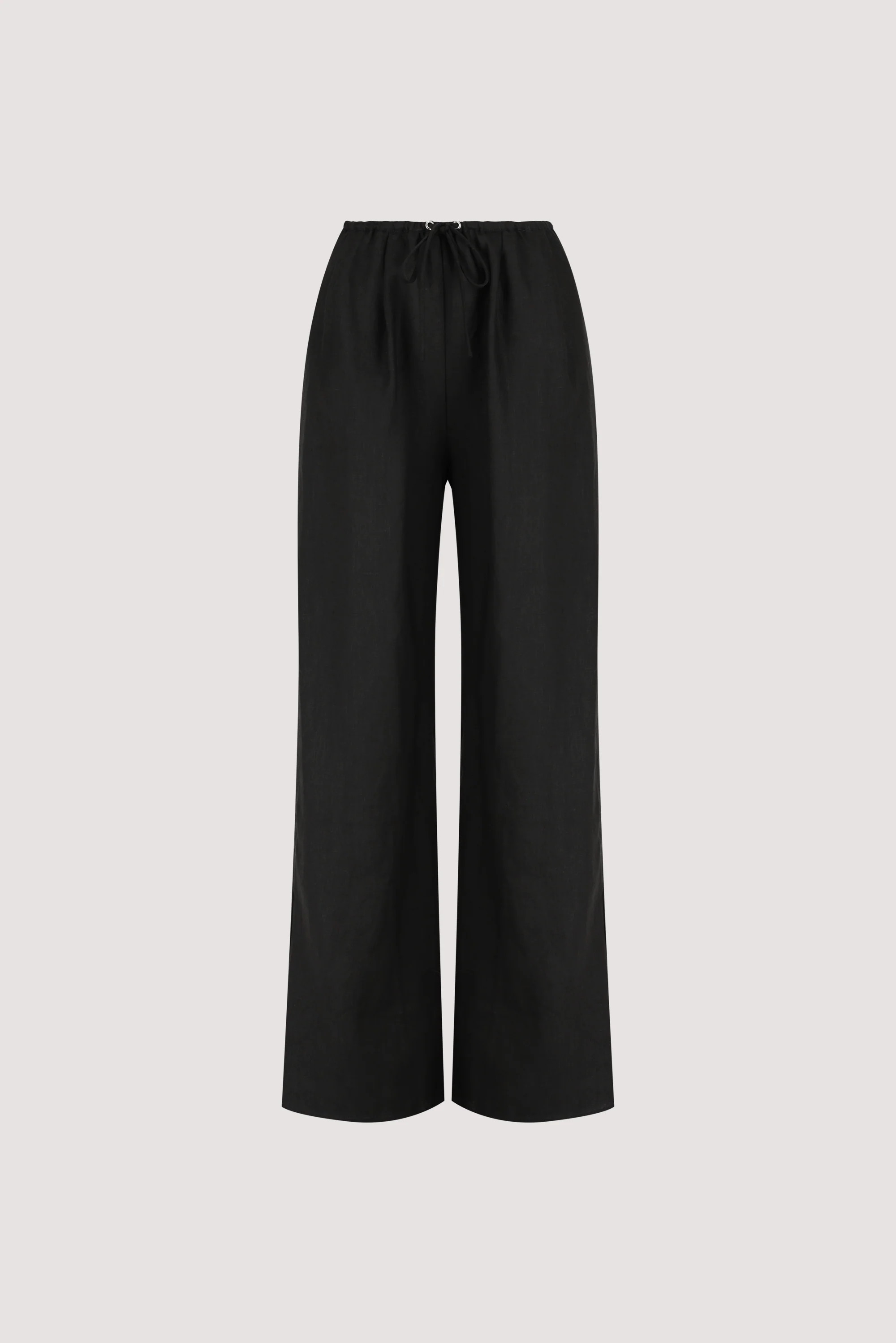 CARLA BLACK DRAWSTRING LINEN PANT | DISSH