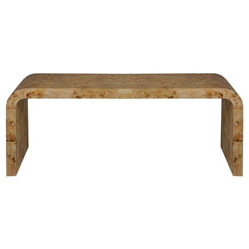 Selene Mid Century Modern Light Brown Burl Wood Rectangular Coffee Table | Kathy Kuo Home