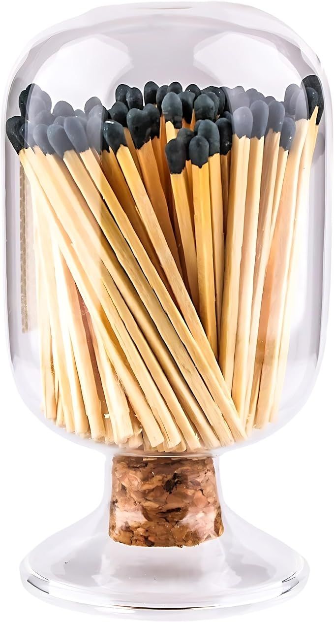 Includes Matches! | Decorative Glass Matches Cloche | Bottle Jar Fireplace Candle Match Holder Gi... | Amazon (US)