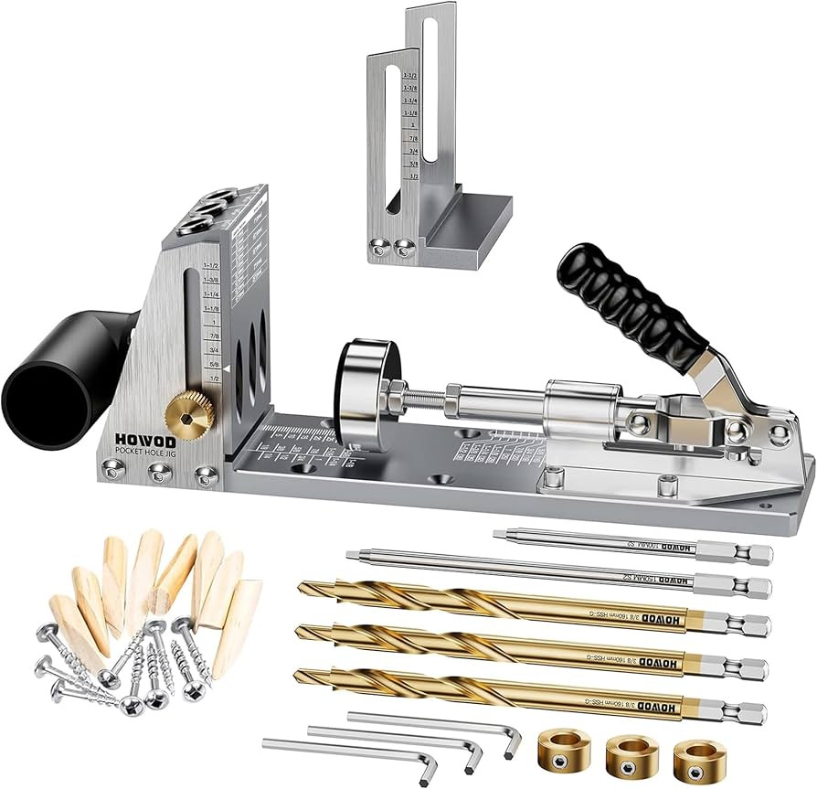 Pocket Hole Jig Kit, Professional Metal Pocket Screw Jig System with Detachable Vacuum Adapter, S... | Amazon (US)