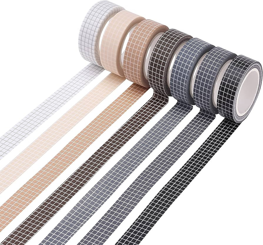 Mr. Pen- Grid Washi Tape Set, 7 Rolls, 0.6", Washi Tape for Journaling, Decorative Tape, Journali... | Amazon (US)