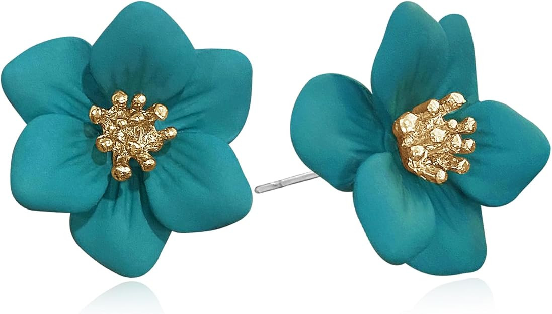 GPASTG Bohemian Tiny Daisy Flower Dangle Drop Earrings Boho Matte Painted Metal Floral Stud Earri... | Amazon (US)