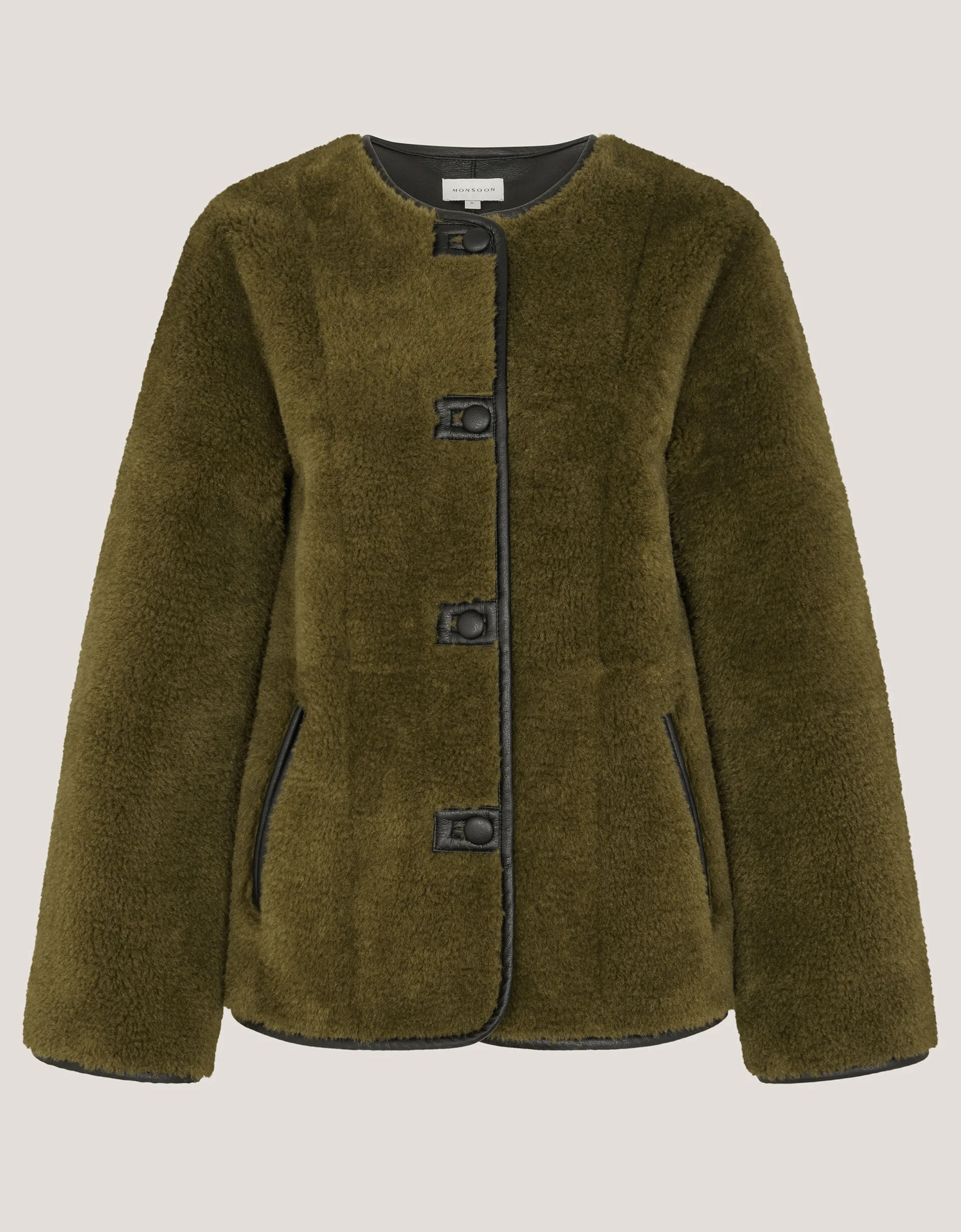 Lara Faux Fur Teddy Jacket Green | Monsoon (UK)