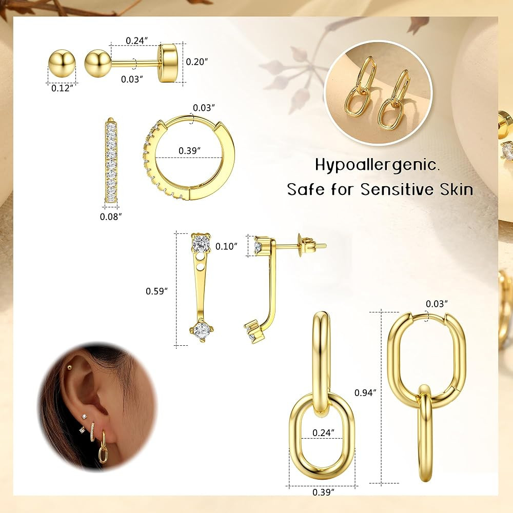 BESTEEL 4 Pairs Gold Hoop Earrings Set for Women Trendy -Hypoallergenic 14K Gold Filled Flat Back... | Amazon (US)