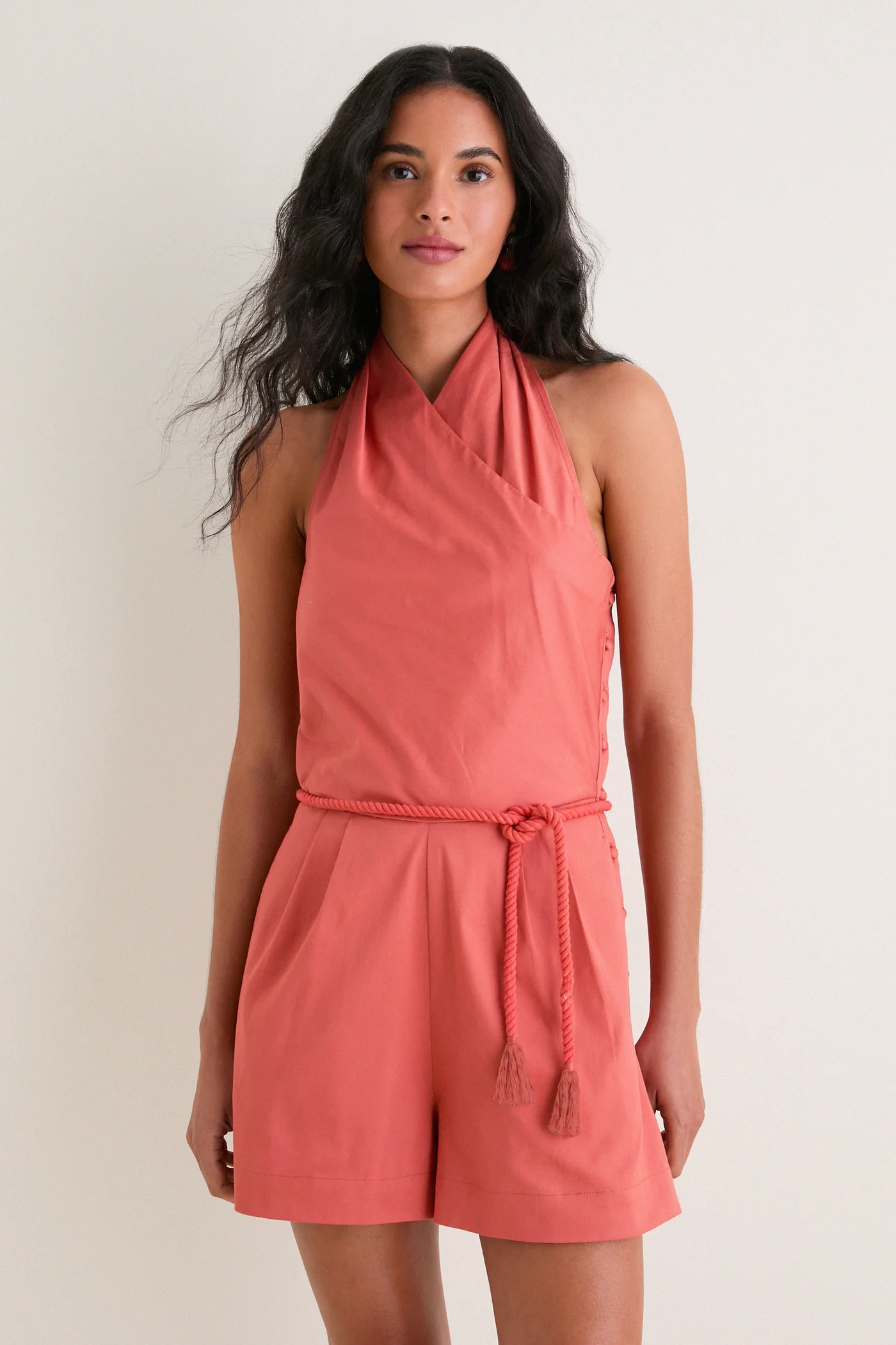 Apricot Halter Trevi Romper | Tuckernuck (US)