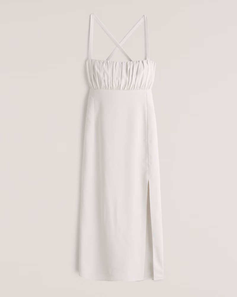 Ruched Lace-Up Back Midi Dress | Abercrombie & Fitch (US)