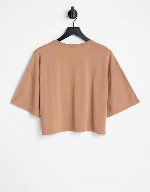 Topshop short sleeve boxy t-shirt in camel | ASOS (Global)