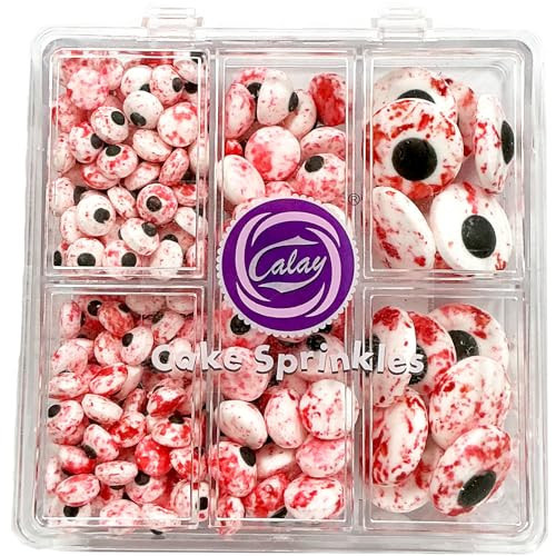 Homipooty Blood mixed size Candy Eyeballs Eyes 80g/2.82oz Edible Candy Eyeballs Bloody Red Eyes Edible Sugar Sprinkles, Cookies, Ice Cream, Cupcake Toppers, Halloween Christmas Supplies | Amazon (US)