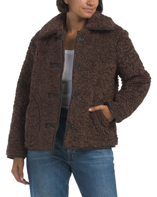 Teddy Faux Fur Car Coat | TJ Maxx