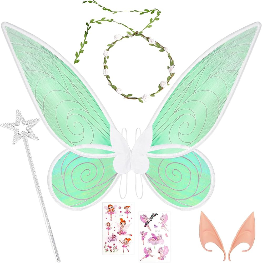 White Fairy Wings for Women and Girls- Halloween Fairy Costumes Tinkerbell Wings with Fairy Acces... | Amazon (US)