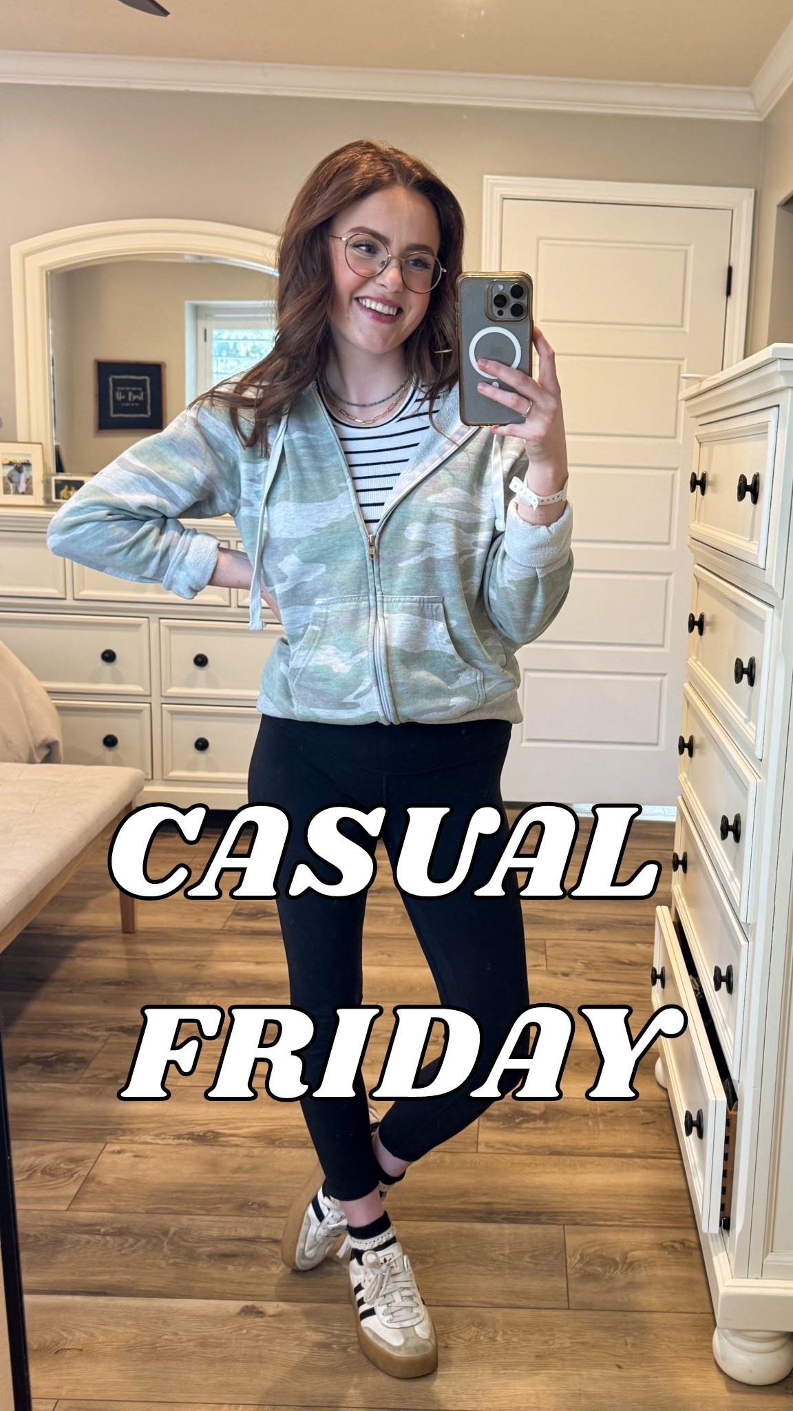 Effortless athleisure look for spring ✨ Camo zip-up hoodie, black leggings, striped tee & Samba-style sneakers — all linked in my LTK! Perfect for school pickup, errands, or a casual day out. 🖤

#LTKstyletip #LTKunder50 #LTKshoecrush #casualstyle #athleisure #sambas #springoutfit #OOTD

#LTKPetite #LTKootd #LTKActive