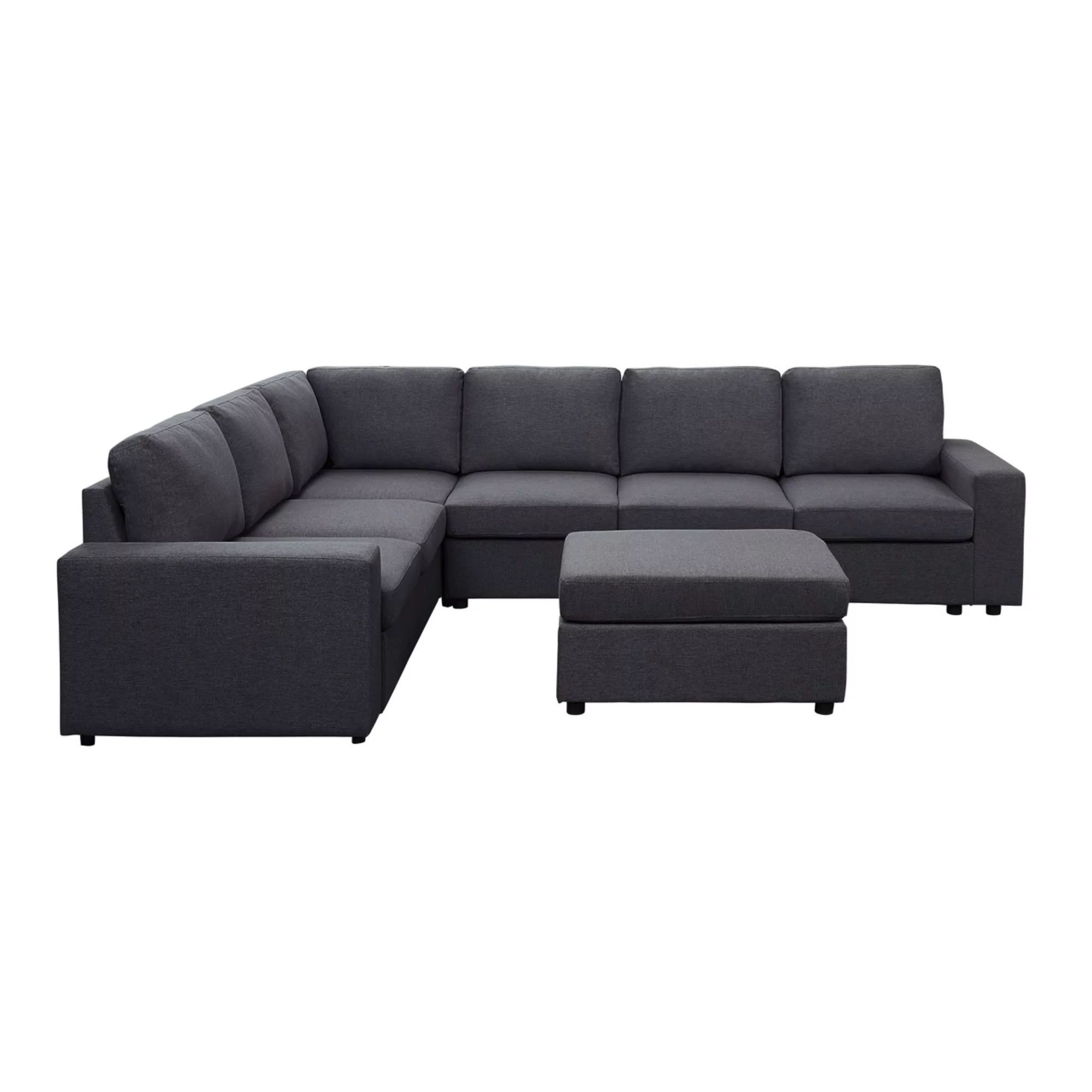 Contemporary Home Living 120" Gray Bayside Modular Sectional Sofa with Ottoman | Walmart (US)
