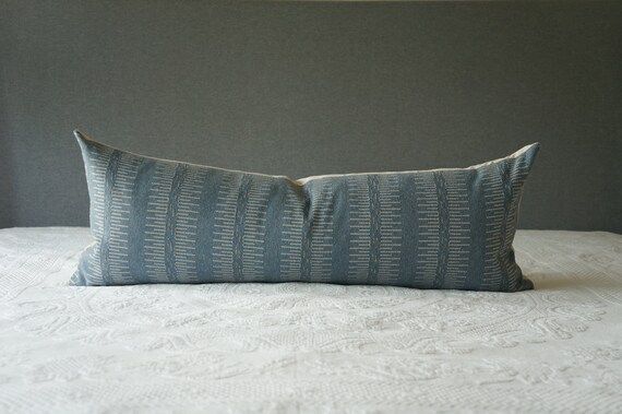 Rustic Blue Woven Long Lumbar Throw Pillow Cover - 14x36, 14x24 Scandinavian Midcentury Modern Fa... | Etsy (US)