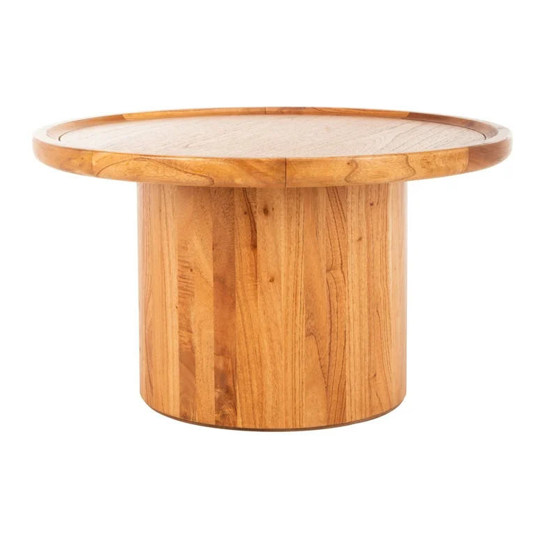 SAFAVIEH Devin Solid Round Pedestal Coffee Table, Natural Brown | Walmart (US)