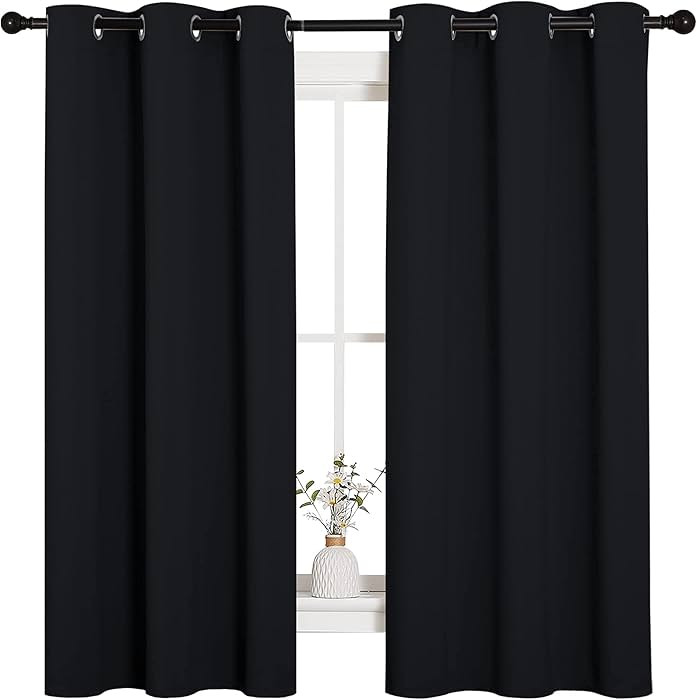 NICETOWN Halloween Pitch Black Solid Thermal Insulated Grommet Blackout Curtains/Drapes for Bedro... | Amazon (US)