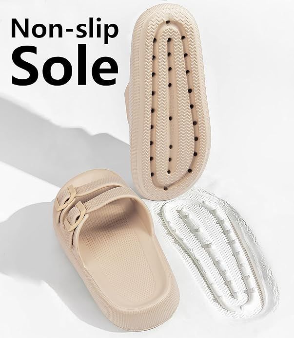 Weweya Sandals for Women and Men - Pillow Slippers - Double Buckle Adjustable Slides - EVA Flat S... | Amazon (US)