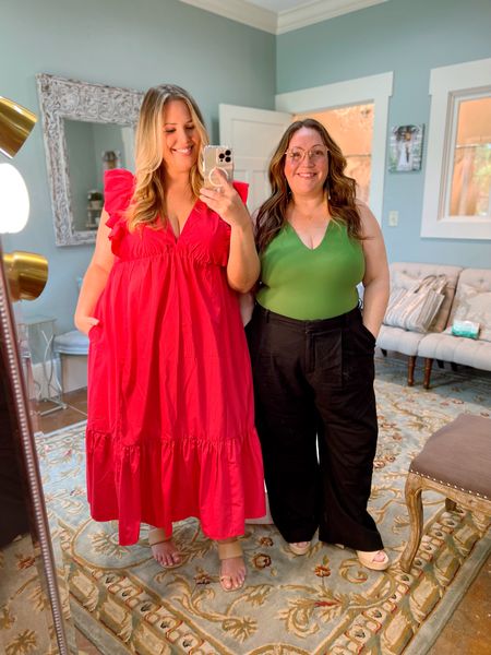 2 super cute plus size outfits! Ashley is wearing an XXL in this dress from Abercrombie. Jess is wearing an XXL in the green Abercrombie bodysuit and an XLP in the trousers!

#LTKstyletip #LTKcurves #LTKSeasonal