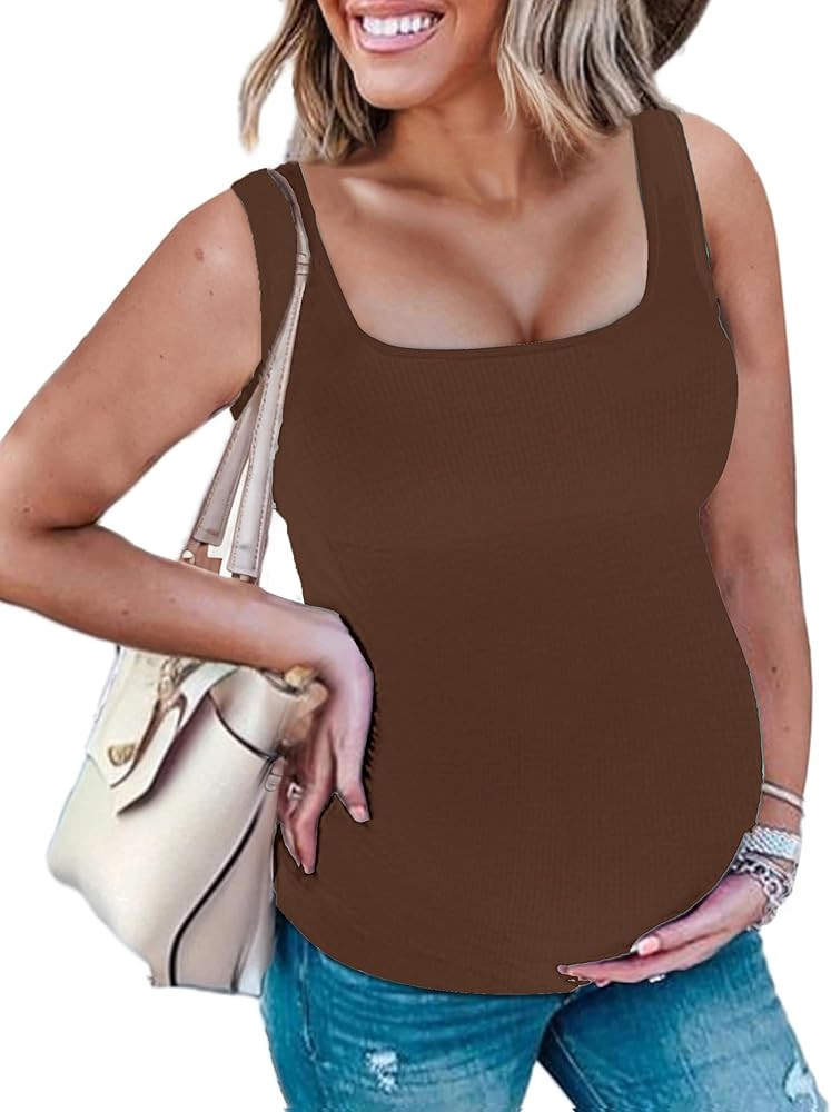 Peauty Maternity Sleeveless Top with Scoop Front and Back Neckline Tank-Tops, Before During After... | Amazon (US)